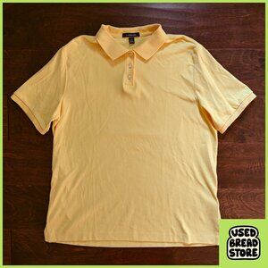 Lands End Womens Short Sleeve Polo Shirt Cotton Yellow Summer Preppy Large 14/16